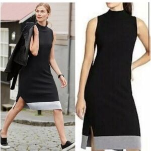ATHLETA Winterlude Merino Wool Nylon Rib Knit Mock Gray Sleeveless Midi Dress M